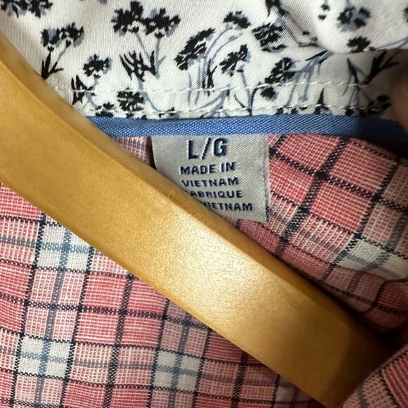 Tommy Bahama Linen Sorona Pink Plaid Button Up Shirt Men’s L EUC - Picture 5 of 11